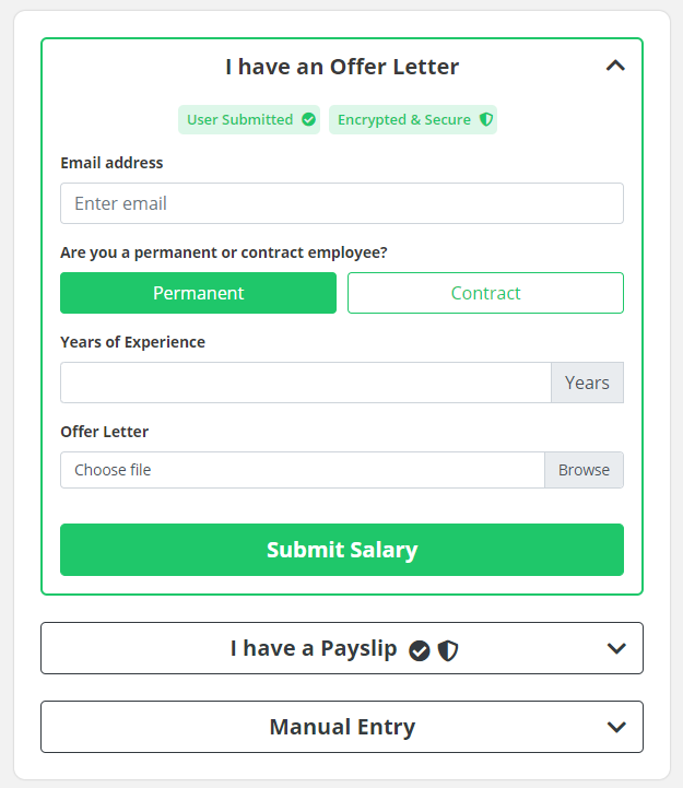 NodeFlair Salaries Submission Form